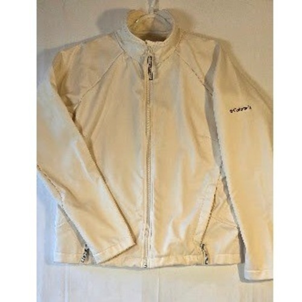 Columbia Womens XL Softshell Jacket Cream Full Zip Lightweight Outdoor Coat